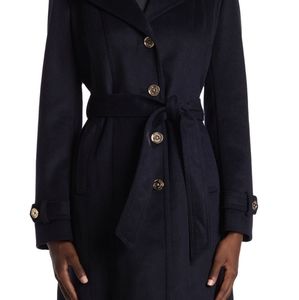 Black Michael Kors Missy Wool Blend Trench sz L